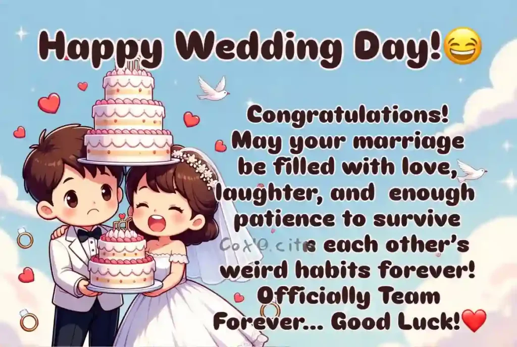 Funny cute wedding wishes