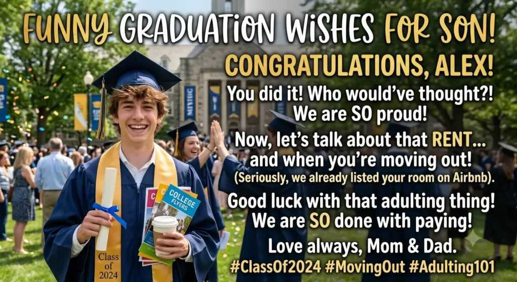 Funny Graduation Wishes for Son