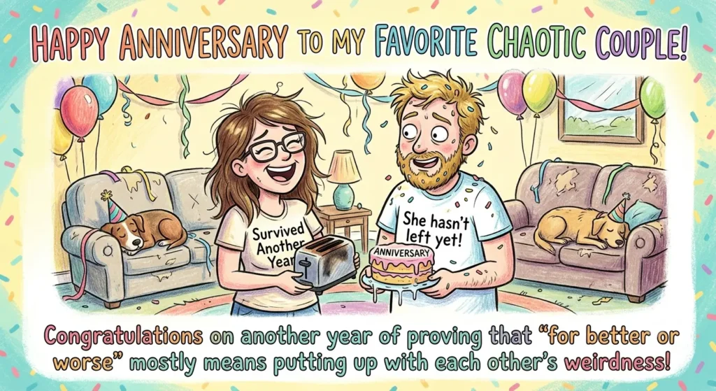 Funny Short Funny Marriage Anniversary Wishes to Friend
