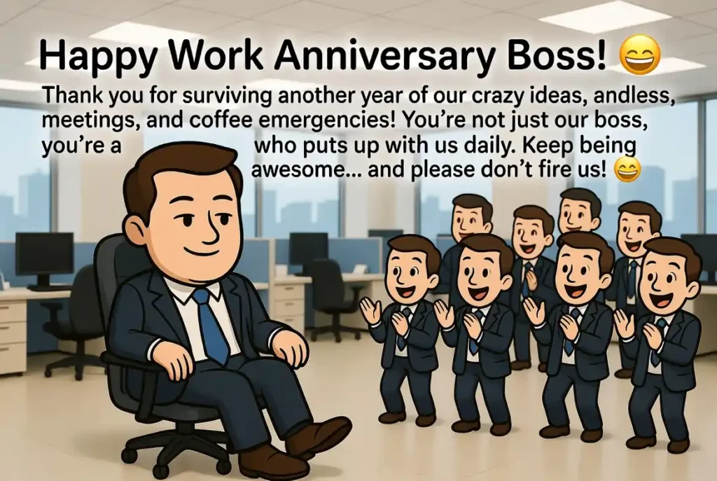 Funny Work Anniversary Wishes to Boss