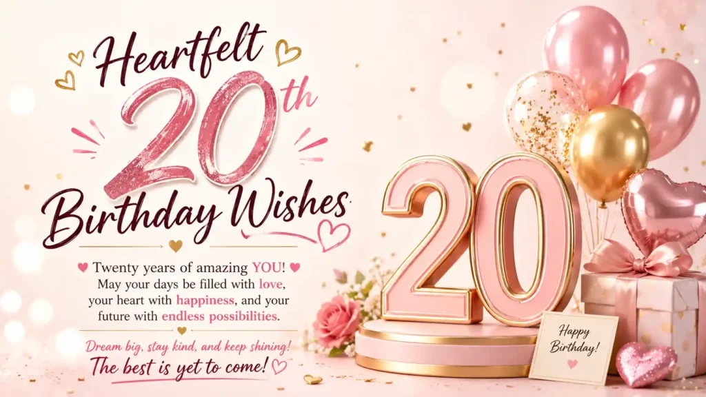 Heartfelt 20th Birthday Wishes