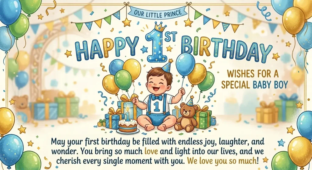 Heartfelt First Birthday Wishes for Baby Boy