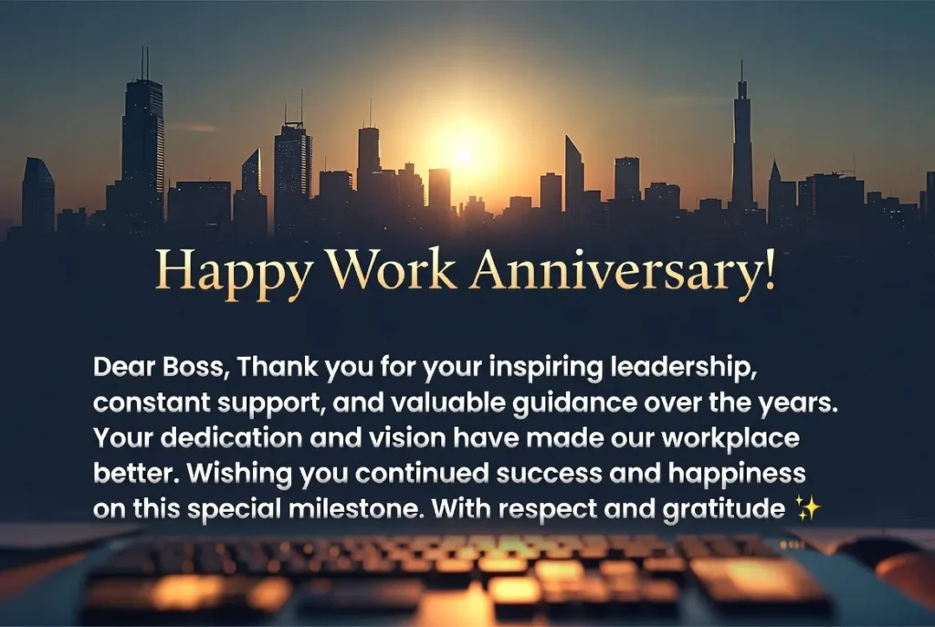 Heartfelt Work Anniversary Wishes to Boss