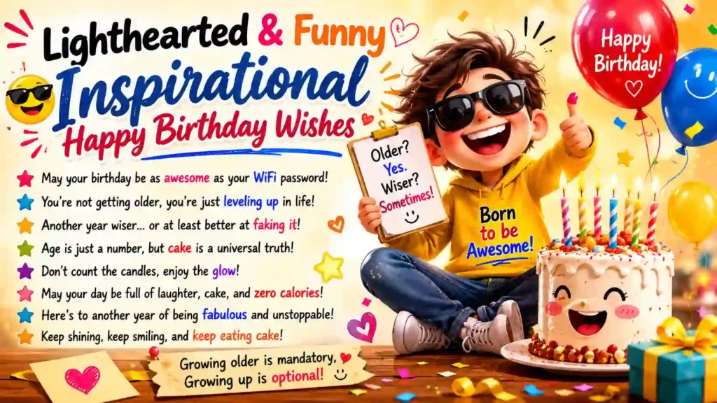 Lighthearted & Funny [inspirational happy birthday wishes]