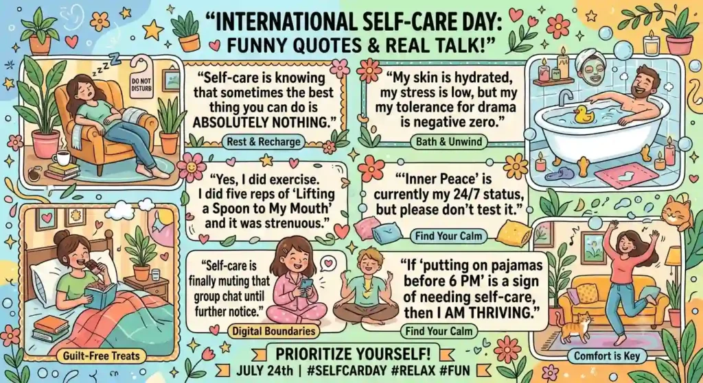 Funny International Self-Care Day Quotes