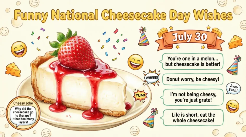 Funny National Cheesecake Day Wishes