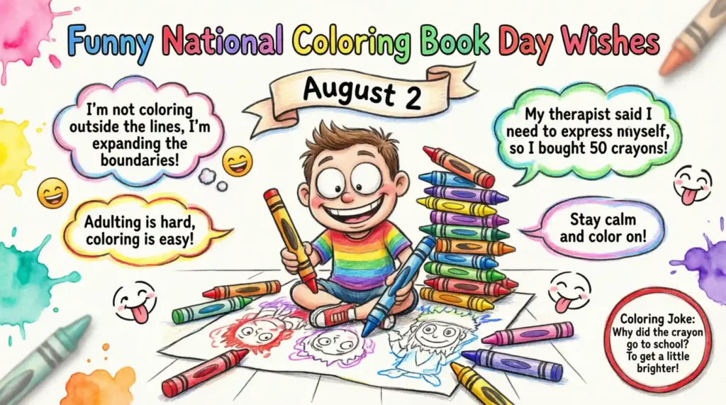 Funny National Coloring Book Day Wishes