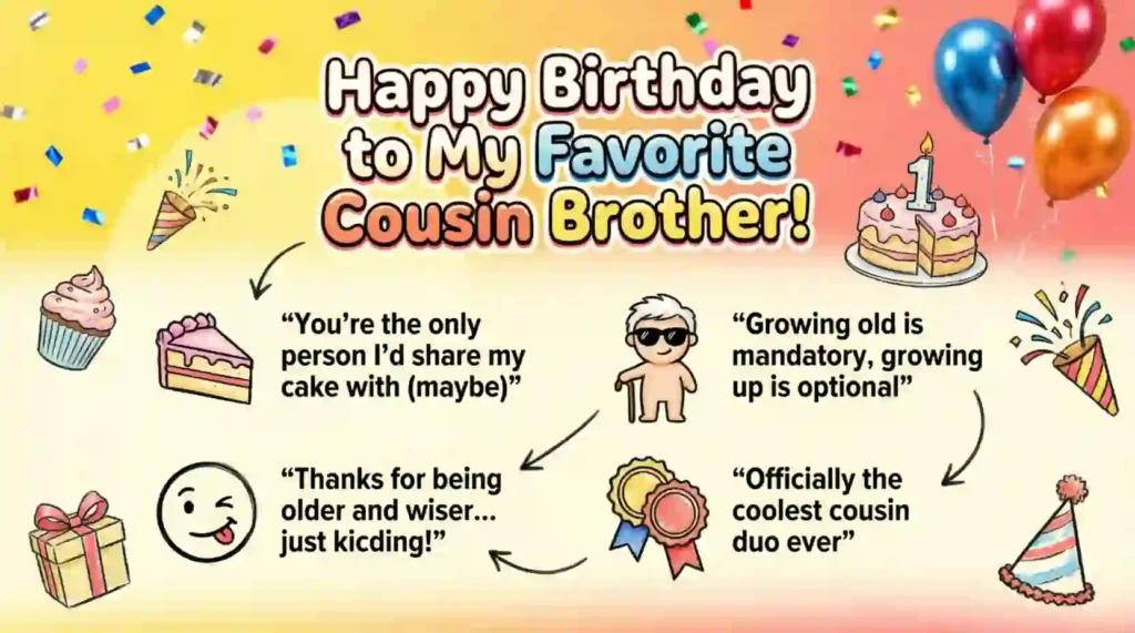 Funny Birthday Wishes for Cousin Brother