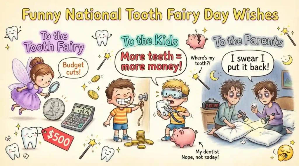 Funny National Tooth Fairy Day Wishes