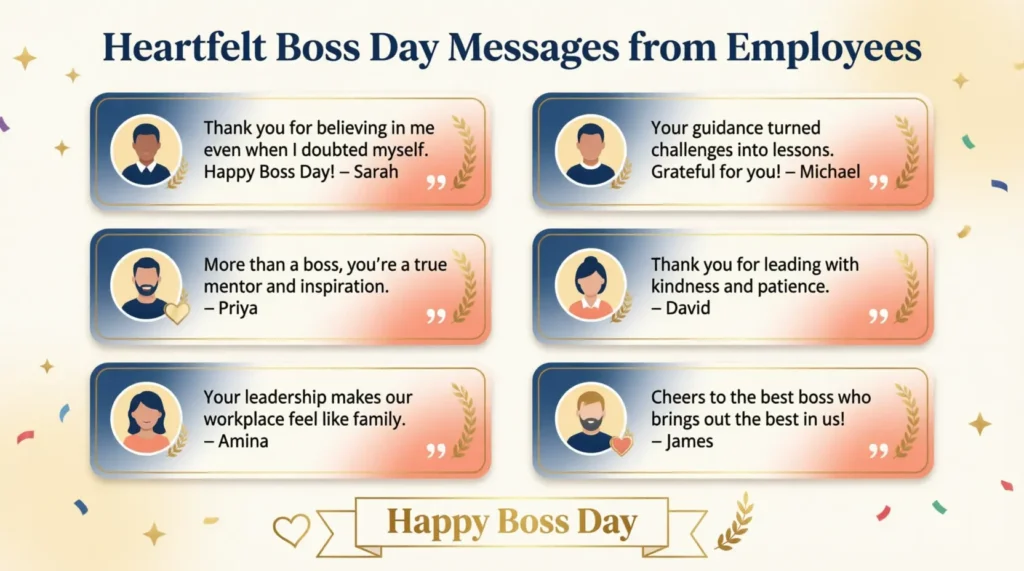 Heartfelt Boss Day Messages from Employees