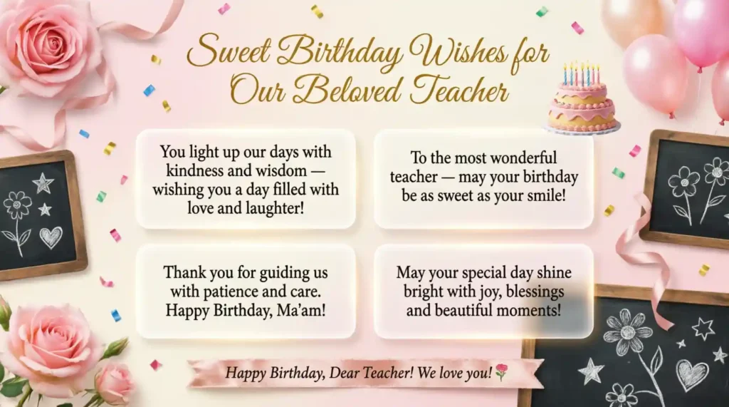  Sweet Birthday Wishes for Female Teacher